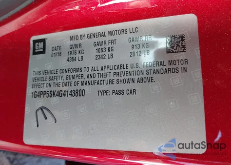 2016 Buick Verano from USA, damaged, VIN 1G4PP5SK4G4143800